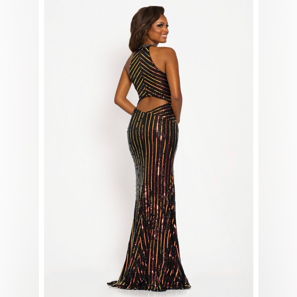 Johnathan Kayne Black and Multicolor Sequin Gown - Picture 2 of 8